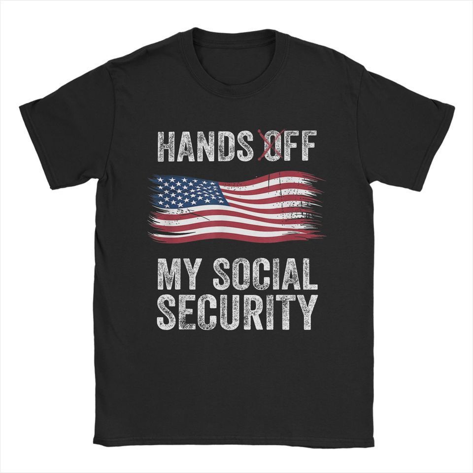 韩国 2026Retro Flag Hands Off My Social Security Protest Vintage T-ShCOD Z75C