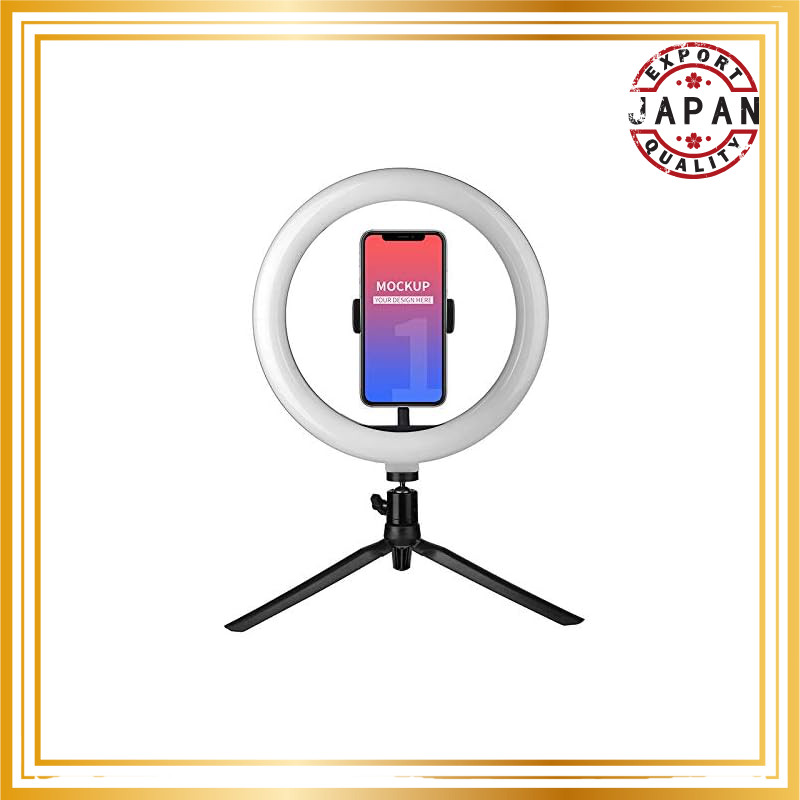 Boobaaa Ring Light 10 Inch Desktop Tripod Stand with Smartphone Clip 3 Color Modes 10 Brightness Lev