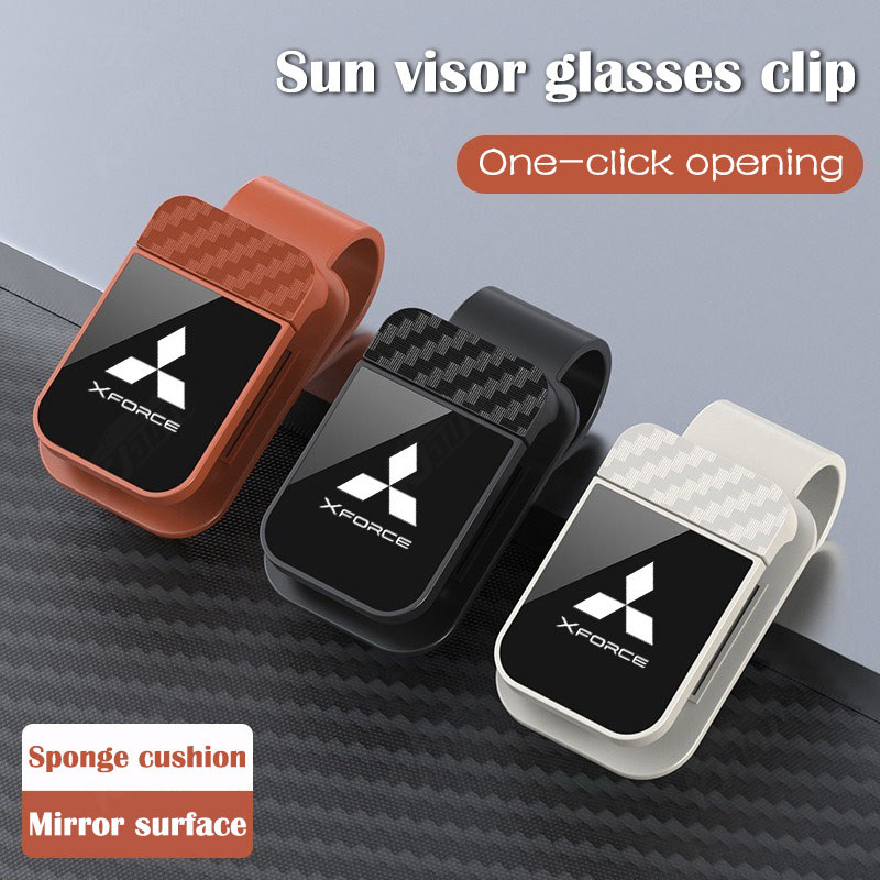 Mitsubishi Xforce Mirror Glasses Clip Car Sun Visor Card/Tocket Carbon Pattern Storage Holder