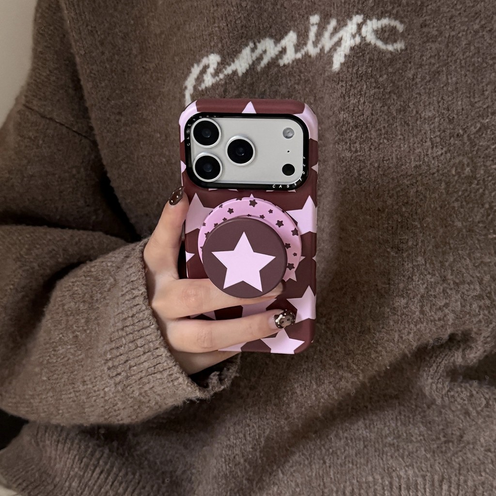 เคสโทรศัพท์ดาวบล็อกสีหรูหราพร้อมวงเล็บหัวใจรักแม่เหล็กชาร์จไร้สายสําหรับ ไอโฟน 17 16 15 14 มือโปร สูงสุด ปก