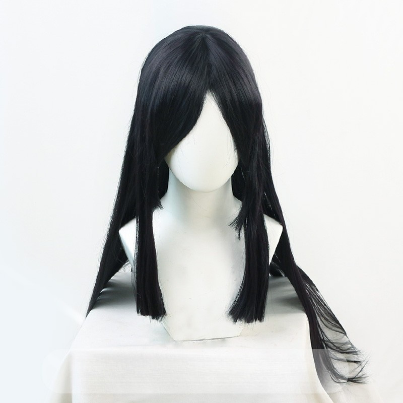 Demon Slayer Kimetsu No Yaiba Cos วิกผม Nakime คอสเพลย์สีดําผมยาวตรง