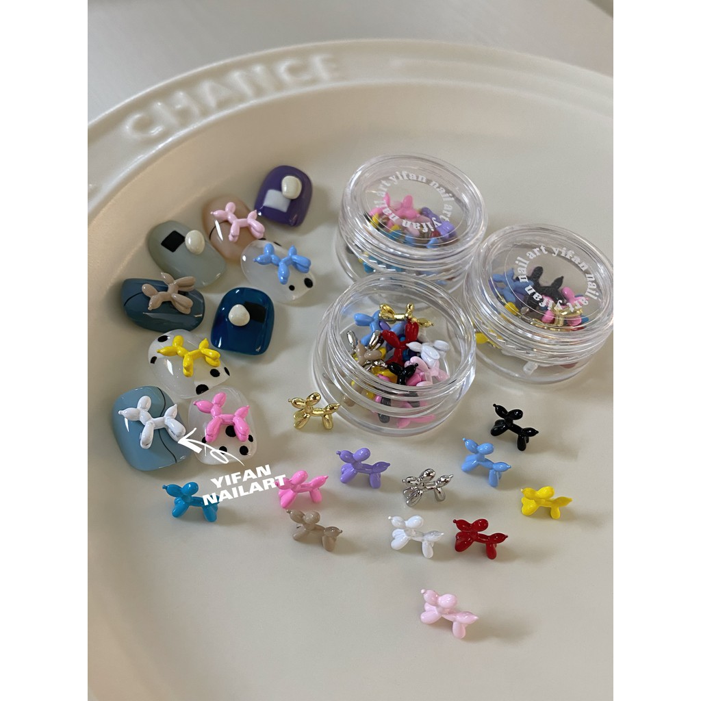 YIFANAI [วัสดุสไตล์เกาหลี] Childlike Macaron ลูกโป่งน่ารัก Puppy Party อุปกรณ์ทําเล็บ N94