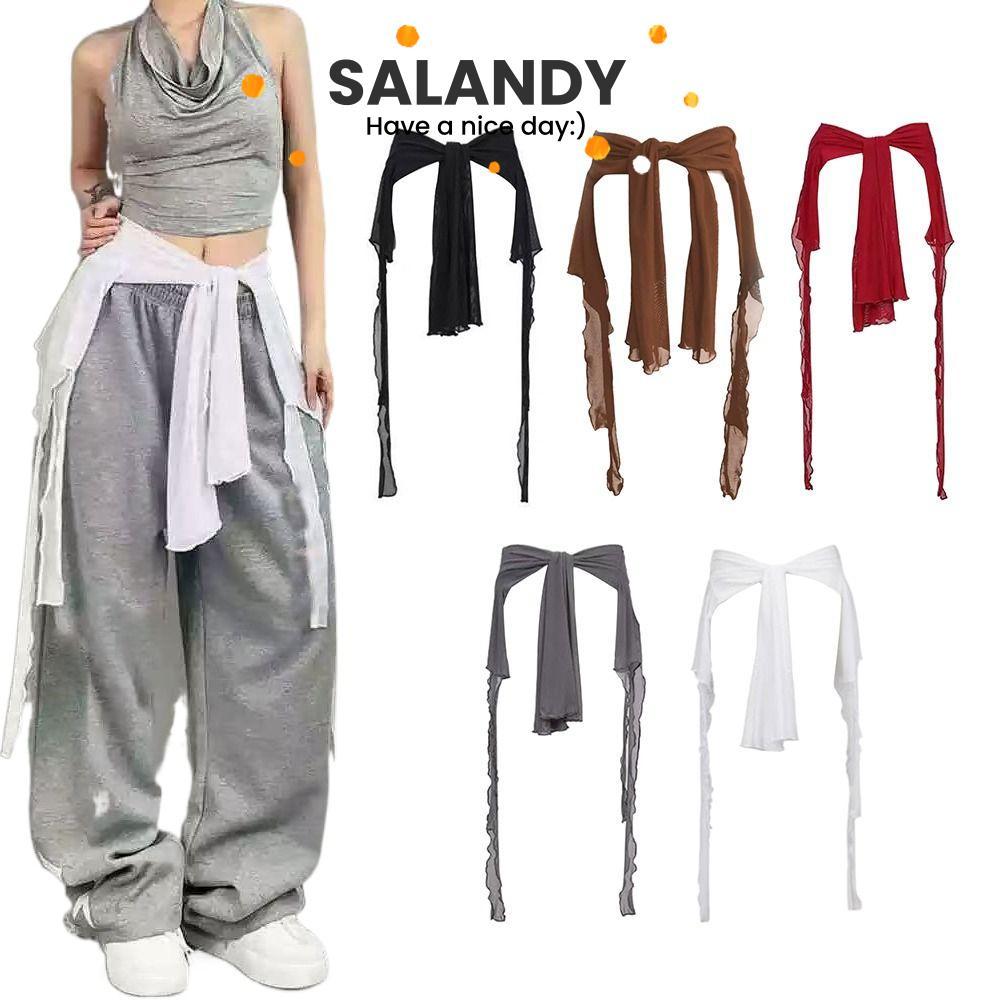 SALANDY Jazz Dance Scarf, Harajuku Streetwear Hip-hop Scarf, Irregular See Through High เอว