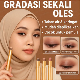 COD/Pengiriman Cepat [Waterproof/Mudah Diaplikasikan ]stik eyeshadow tiga warna dengan glitter gradien/Stik Eyeshadow Emas Berlian 3 Warna Glitter Gradien Pensil Eyeshadow Tiga Warna Kilau Mewah Eyeshadow Stick Triple Warna Glitter Emas Tahan Lama