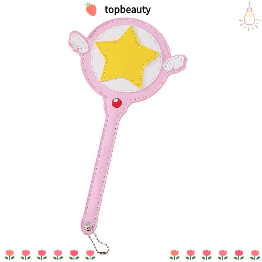 Topbeauty Star Magic Wand Card Bag, Anime PU Leather Card Cover, คุณภาพสูงมีปีก Cute Card Bus Subway Card