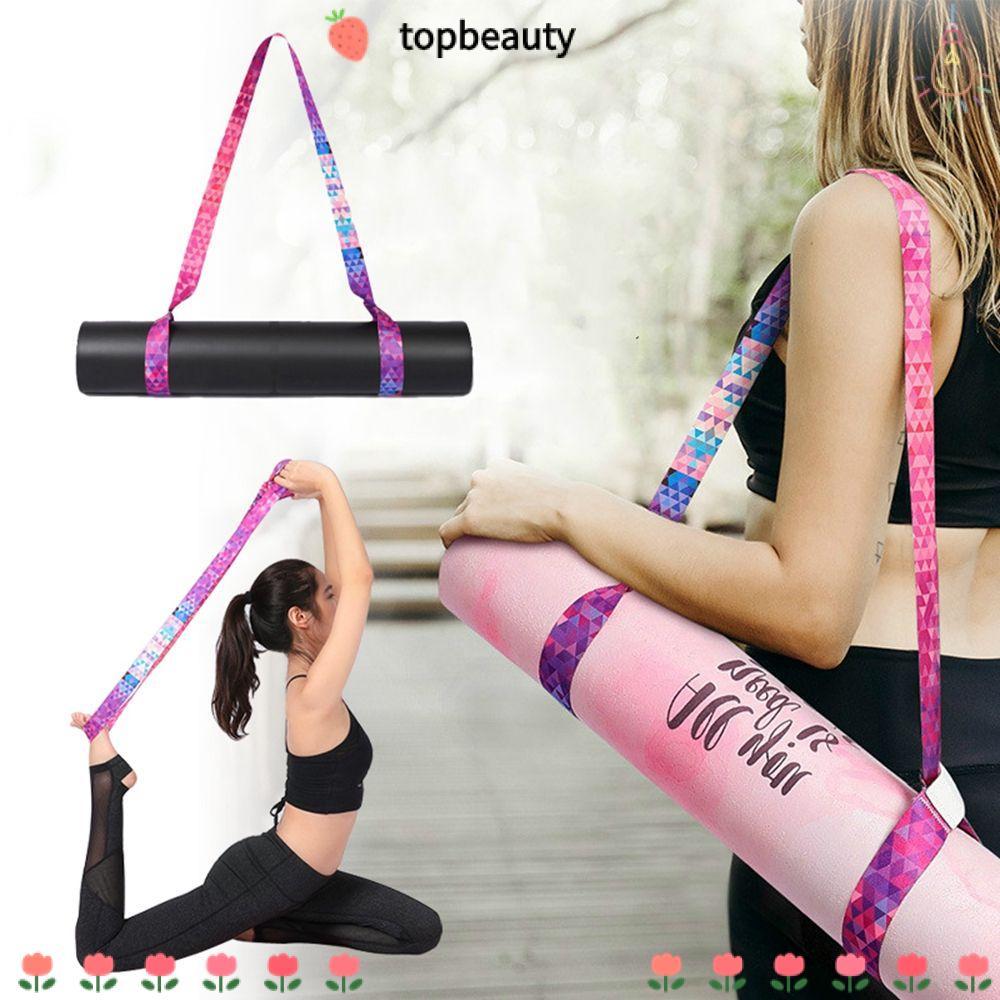 Topbeauty สายรัดเสื่อโยคะ สายรัดพกพาแบบยืดหยุ่น อุปกรณ์เสริมสําหรับเล่นกีฬา เข็มขัดโยคะ