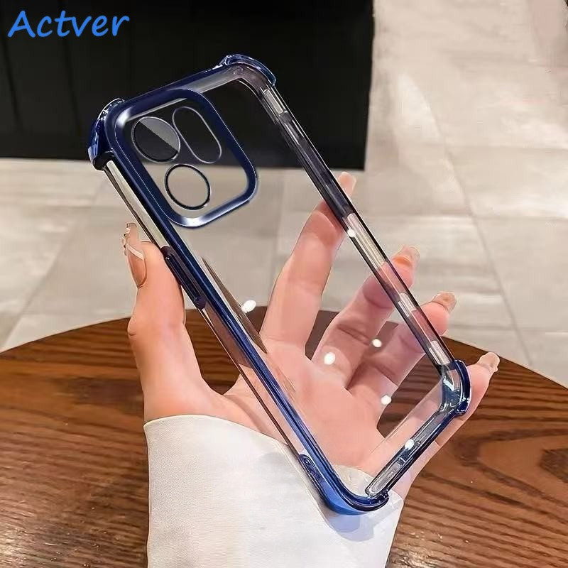 ⚡️ส่งจากไทย⚡️เคสขอบสี เคส ใส กันกระแทก กันรอยเลนส์กล้อง หรูหรา สําหรับ Oppo A6Pro Reno15 Pro15F Reno15 Reno15ProMax Reno14 Pro 14F Reno14 A5x การป้องกันเลนส์แบบรวมทุกอย่าง