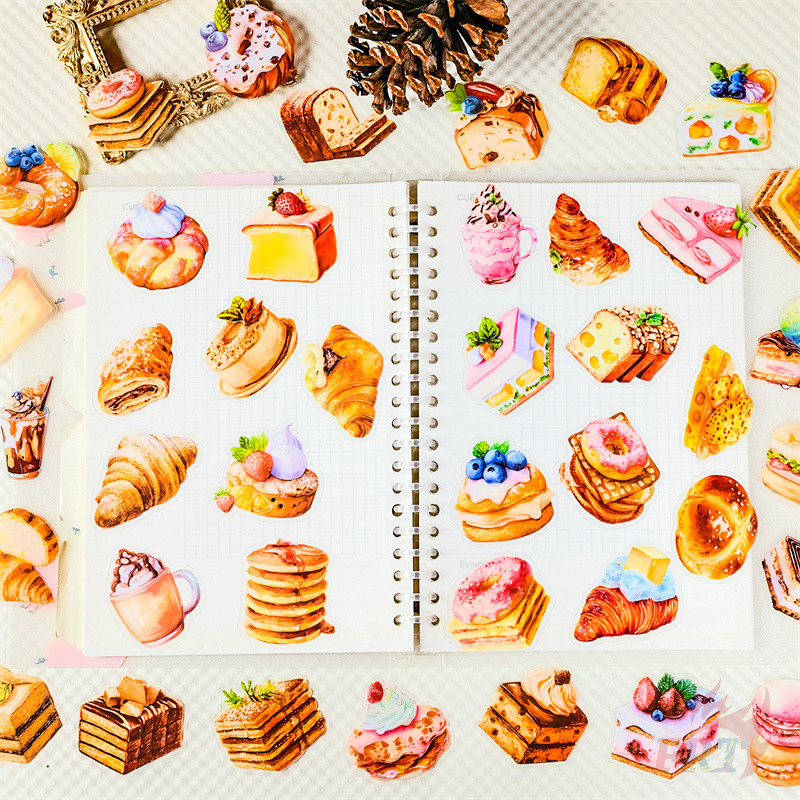 54ชิ้น/เซ็ต ✿ ขนมหวานยามบ่าย สติ๊กเกอร์ใส PET ✿ สติ๊กเกอร์สติ๊กเกอร์แฟชั่น Doodle กันน้ํา DIY