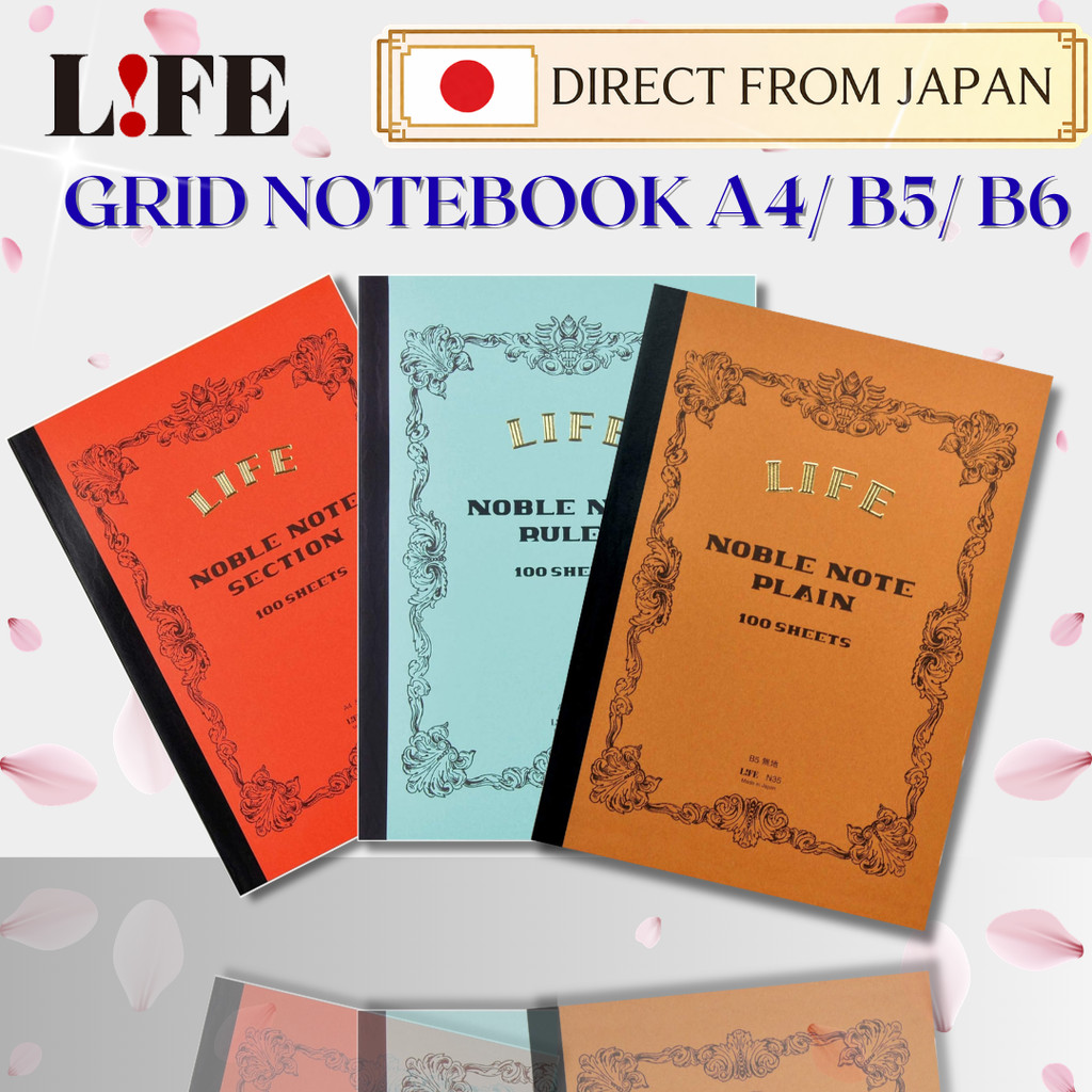 LIFE Noble Note A4 B5 B6 A7 Lined Grid Plain Notebook From Japan