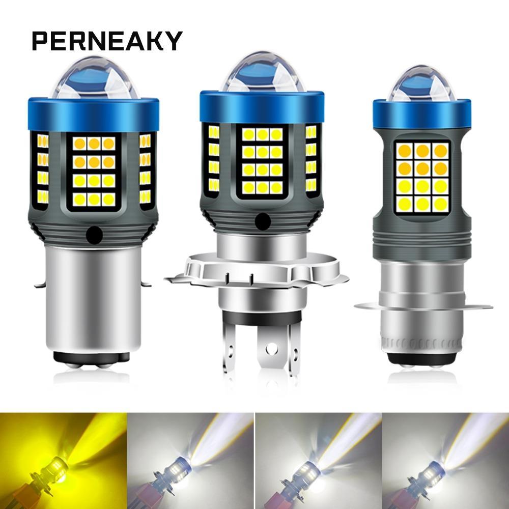 PERNEAKY หลอดไฟ LED, ไฟหน้า Moto 12V 1200LM, H4 BA20D P15D อุปกรณ์มอเตอร์ไซค์ไฟวิ่งสีคู่