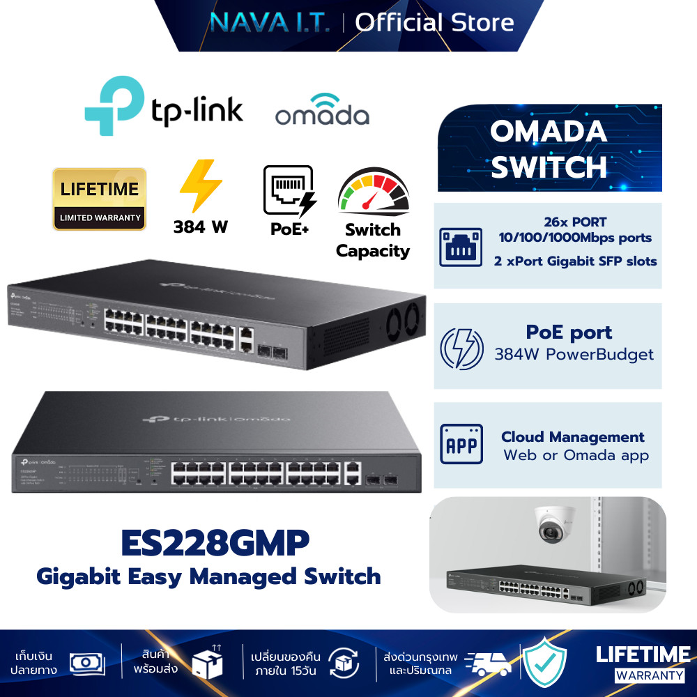TP-LINK ES210GMP ES220GMP ES228GMP Managed Switch  รับประกันตลอดการใช้งาน