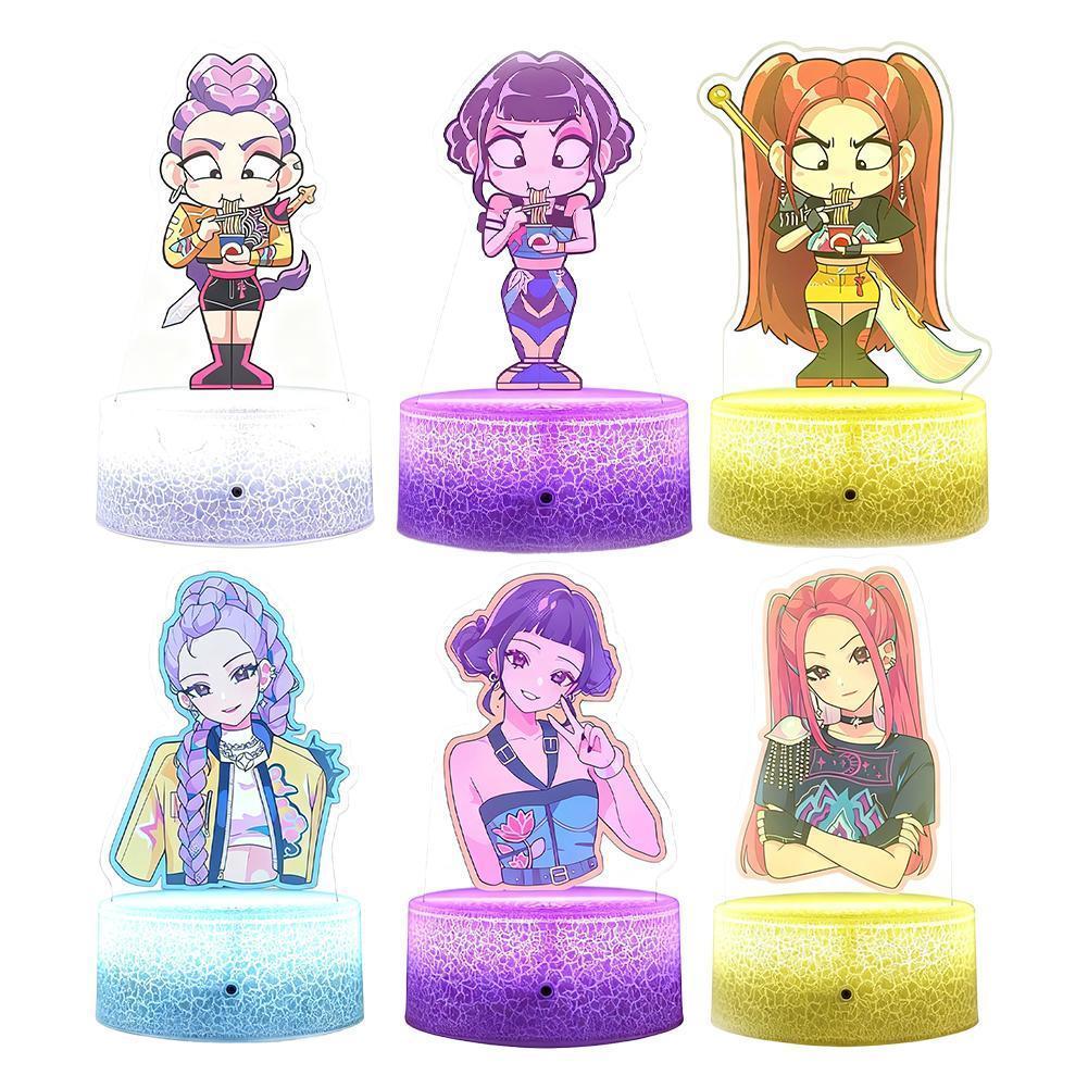 Kpop Demon Hunters อะคริลิคขาตั้ง Night Light เครื่องประดับของเล่นเด็กเดสก์ท็อป O2n0