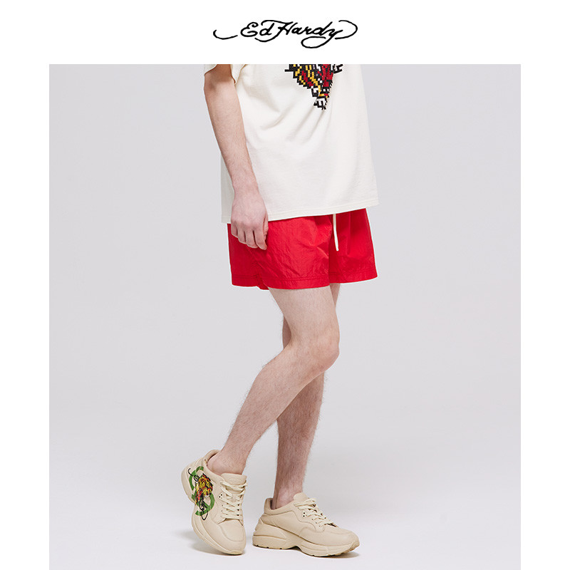 Ed Hardy 2023 สไตล์คลาสสิก โลโก้ผู้ชาย กางเกงขาสั้นลำลอง E1PBM129