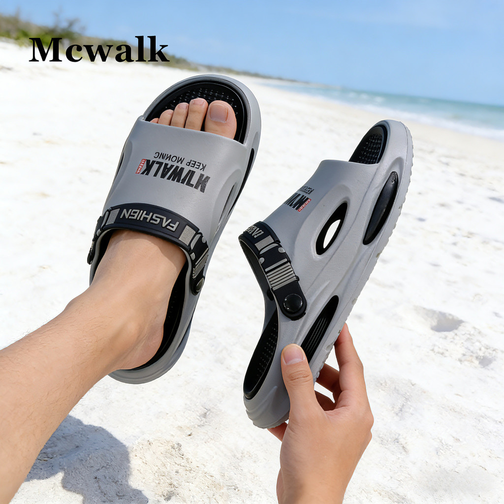 MCWALK แบบคลาสสิค รองเท้าแตะผู้ชาย การป้องกันการลื่น รองเท้าแตะภูเขากลางแจ้ง