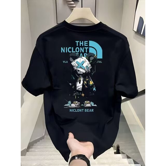 20262025เสื้อยืดแขนสั้นสไตล์ใหม่ผู้ชาย ins Street Wear ยุโรปอเมริกันสไตล์ฮิปฮอปรอบคอ Bottoming เสื้อ