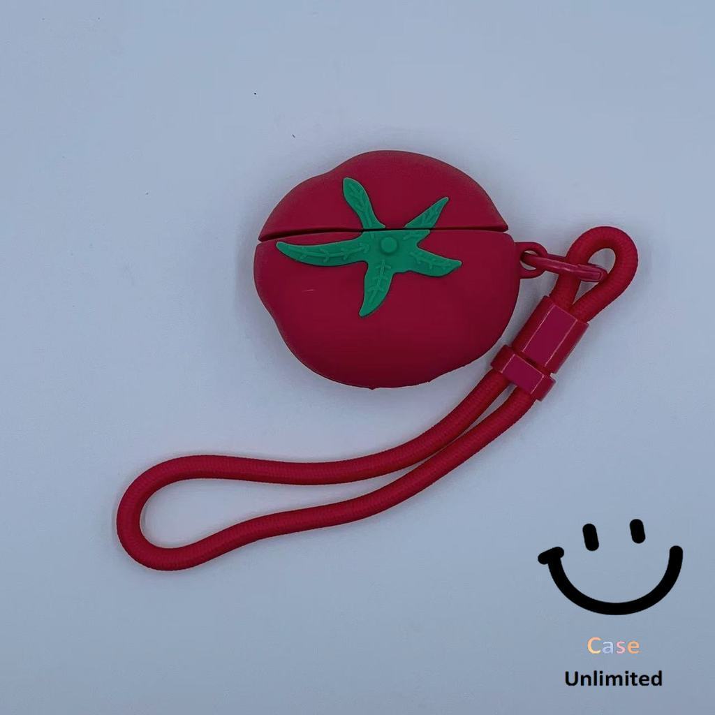 สําหรับ GOOJODOQ J201 J206 J228 J229 เคส Case หูฟัง & Lanyard รูปแบบมะเขือเทศสร้างสรรค์