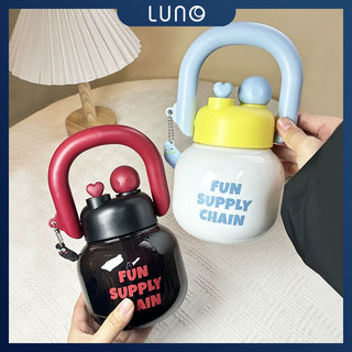 LUNO Botol Minum Lucu Aesthetic 850ml BPA FREE Sedotan Saringan | Tumbler Anak Lucu Anti Bocor