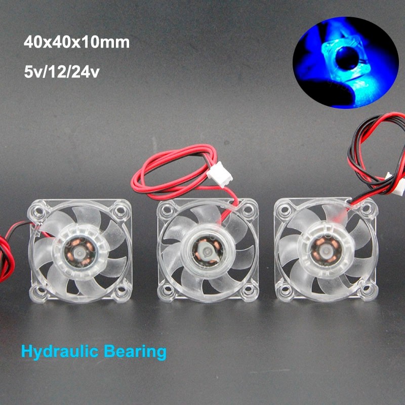 4010 40x40x10 มม.4 ซม.แบริ่งไฮดรอลิก 2pin DC 5 V 12 V 24 V Cooling พัดลมไร้แปรงโปร่งใสสีขาว LED light Emitting TH4B2