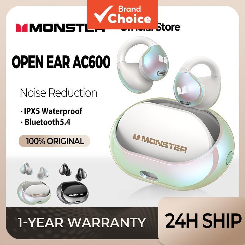 Monster AC600 หูฟังเปิดหู Bone Conduction กีฬาไร้สายบลูทูธ 5.4 หูฟังตัดเสียงรบกวนพร้อมไมโครโฟนกันน้ํ