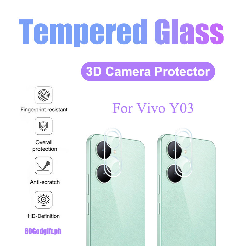 2 ชิ้นฟิล์มกระจกนิรภัยเลนส์สําหรับVivo Y03 9H 8Kแก้วกล้องฟิล์มสําหรับVivo Y03 Y03t Y04 Y500 Y400 Y30