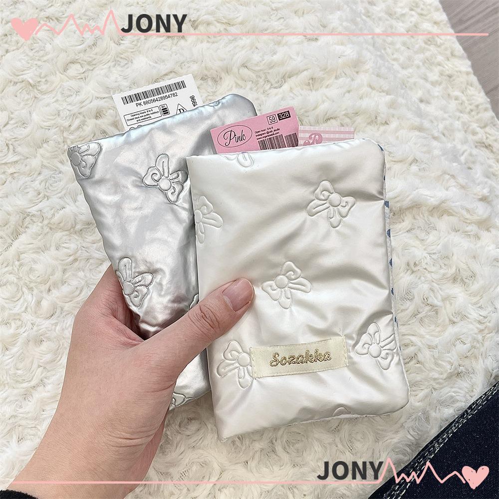 JONY Travel Ticket Card Holder, PU Bownot Passport Clip, Cute Multifunctional Y2k Ticket Clamp Trave