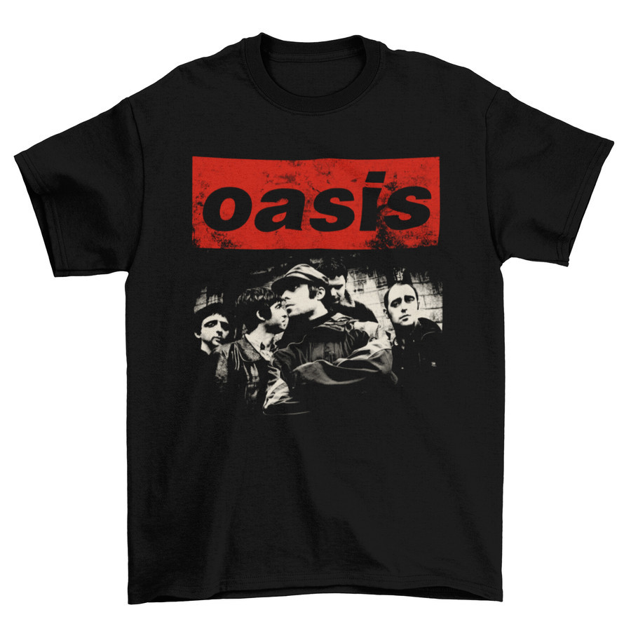 Tomoshinc T-Shirt Oasis Band T-Shirt - Red Grunge