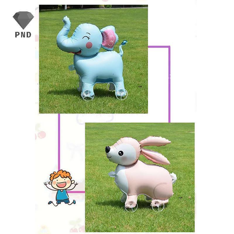 PND การ์ตูนสัตว์ Stand Up อลูมิเนียมฟิล์มบอลลูนล้อ Tiger Giraffe Elephant Birthday Party ตกแต่ง raoog - รูปที่ 7