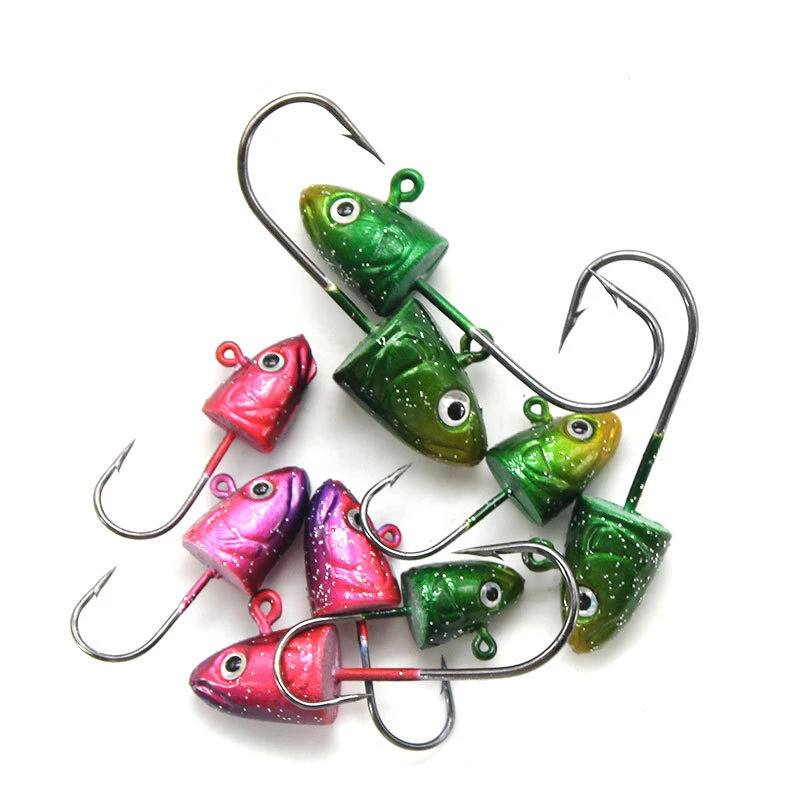 3pcs Fish Head Hook สีน้ําหนัก Hook 3.5 G 5 G 7g10 G Jig Head Hook Fish Lure เหยื่อนุ่มปลา Hook Fish