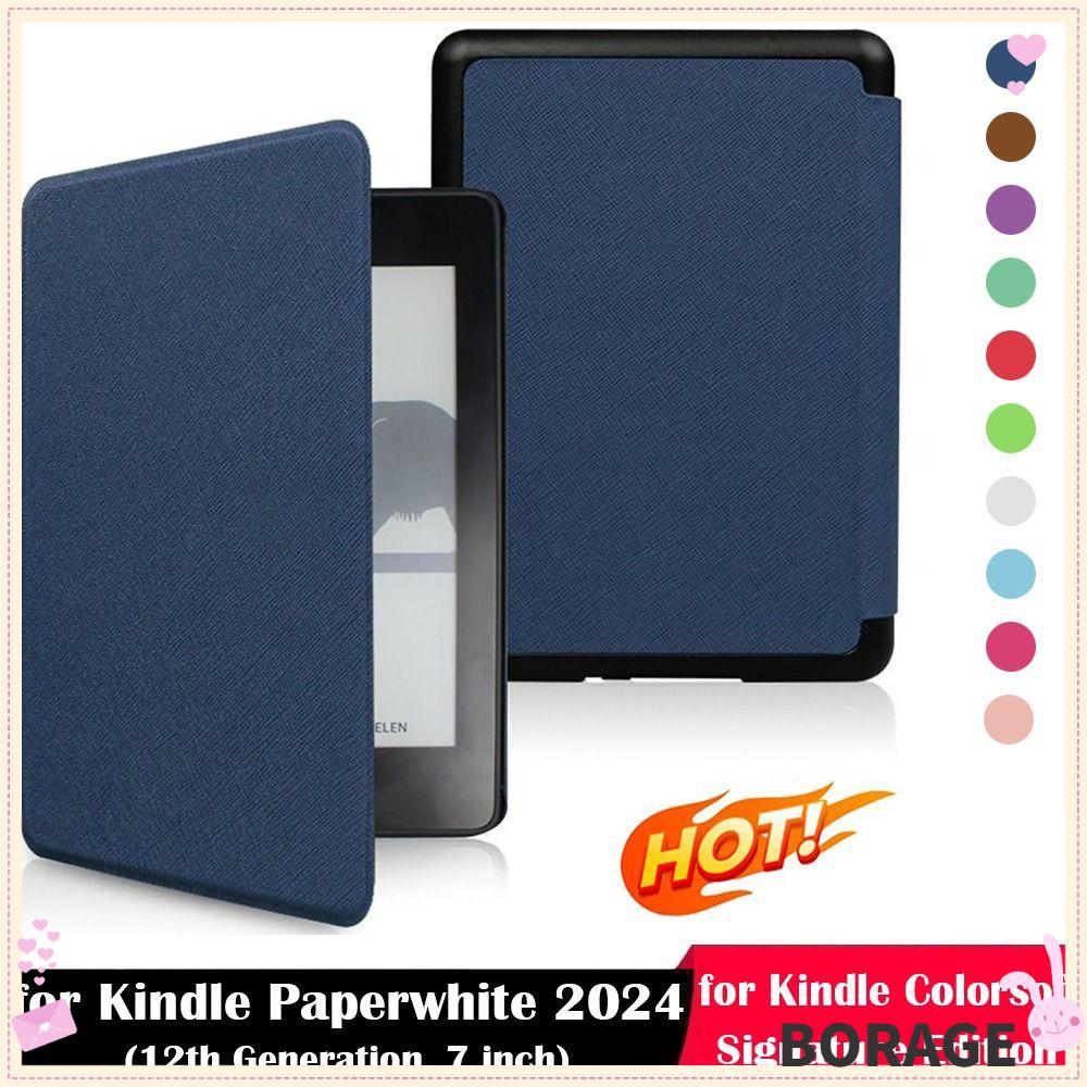 BORAG Colorsoft Cover, Auto Wake/Sleep กันกระแทก eReader, Professional SA569P Slim PU หนัง KPW6 เกรา