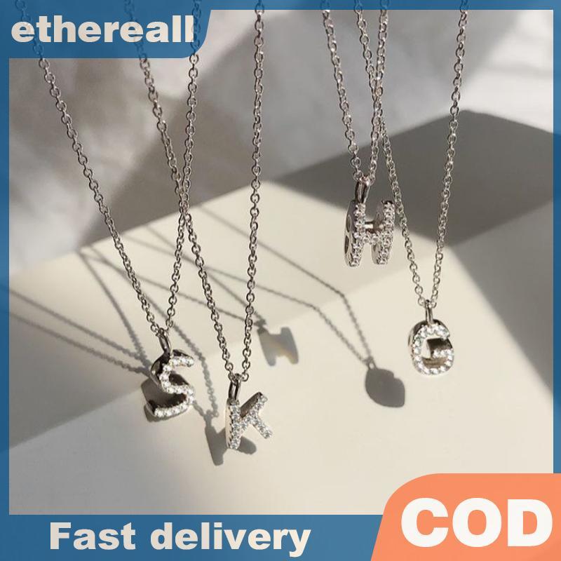 ETH แฟชั่น Shining AZ จี้ตัวอักษร Charm สร้อยคอ 26 ตัวอักษรเริ่มต้นชื่อ Clavicle Chain เครื่องประดับ