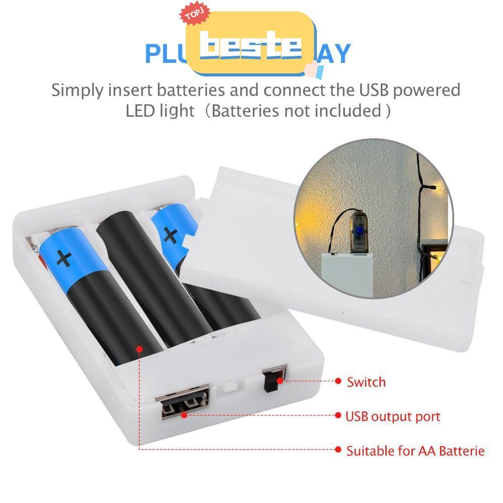 BESTE ชุดแบตเตอรี่ USB, แหล่งจ่ายไฟสากลยาวนาน, แบตเตอรี่ AA แบบพกพา 5V เอาต์พุต LED ไฟอะแดปเตอร์ตกแต่งงานปาร์ตี้