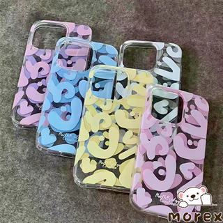 สำหรับIPhone 17 16 Air 15 13 11 12 14 Pro Max X XR XS 6 16 7 15 Plus SEเคสใส TPUนุ่ม ลายกราฟฟิตี้ตัวอักษรสีฟ้าชมพูสดใส