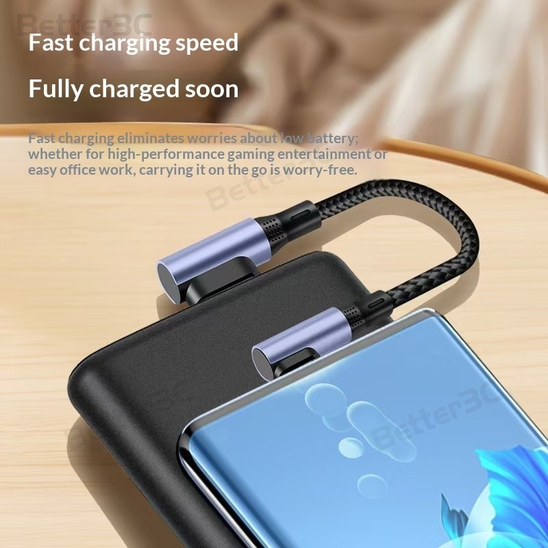 15 ซม./30 ซม.ข้อศอกออกแบบสายชาร์จโทรศัพท์ PD100W USB/Type รูปที่ 7