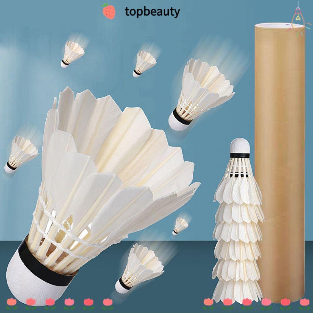 Topbeauty ลูกขนไก่แบดมินตัน 3/6/12 ชิ้น, ลูกแบดมินตันมืออาชีพสีขาว, การฝึกอบรมทนทานกีฬาแบดมินตันเทรนเนอร์ในครัวเรือน