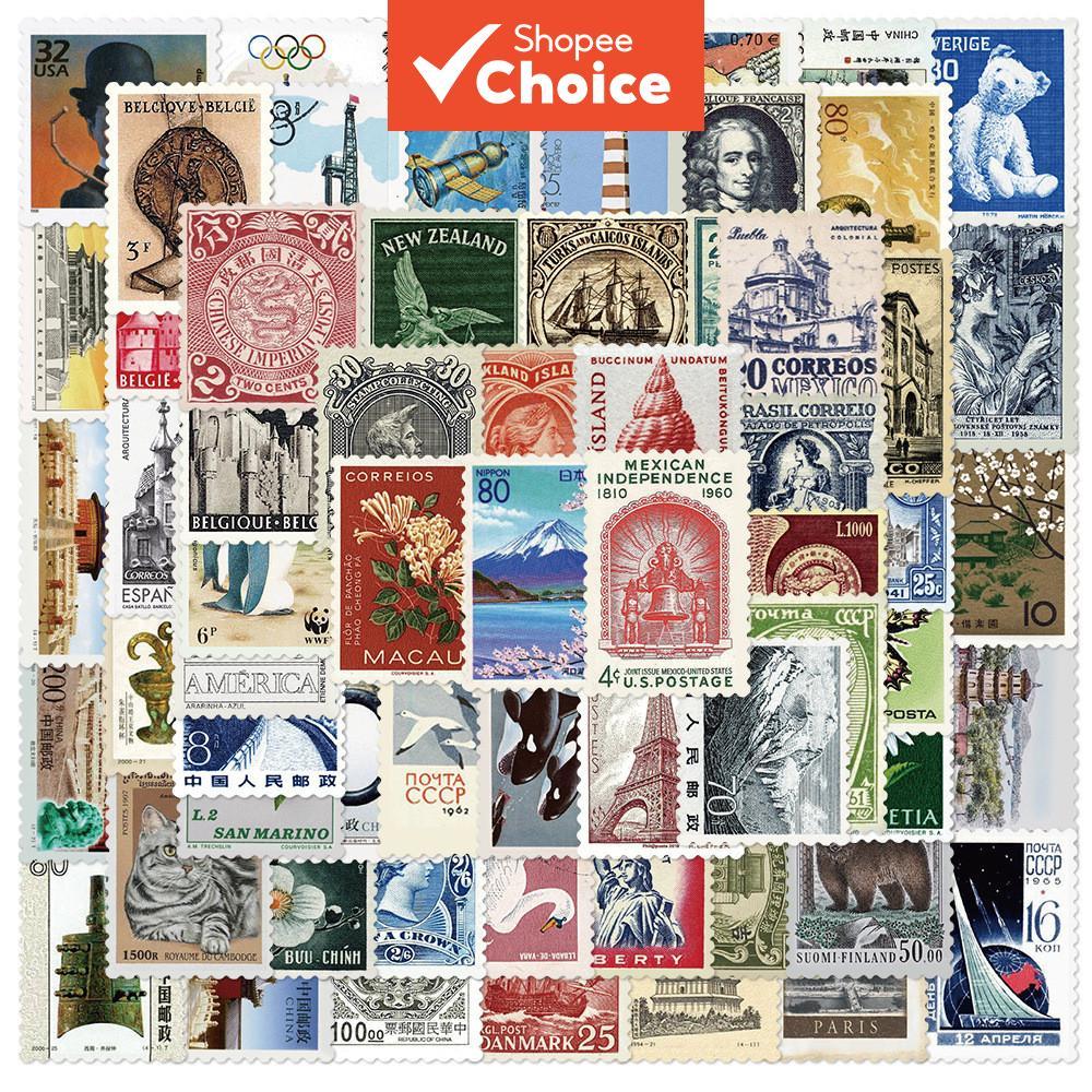 Vintage Postmark Doodle สติกเกอร์ 5X64 ชิ้น Retro แสตมป์ DIY Decals สติกเกอร์กันน้ําสําหรับกีตาร์กระเป๋าเดินทางเคสโทรศัพท์หูฟังตกแต่ง