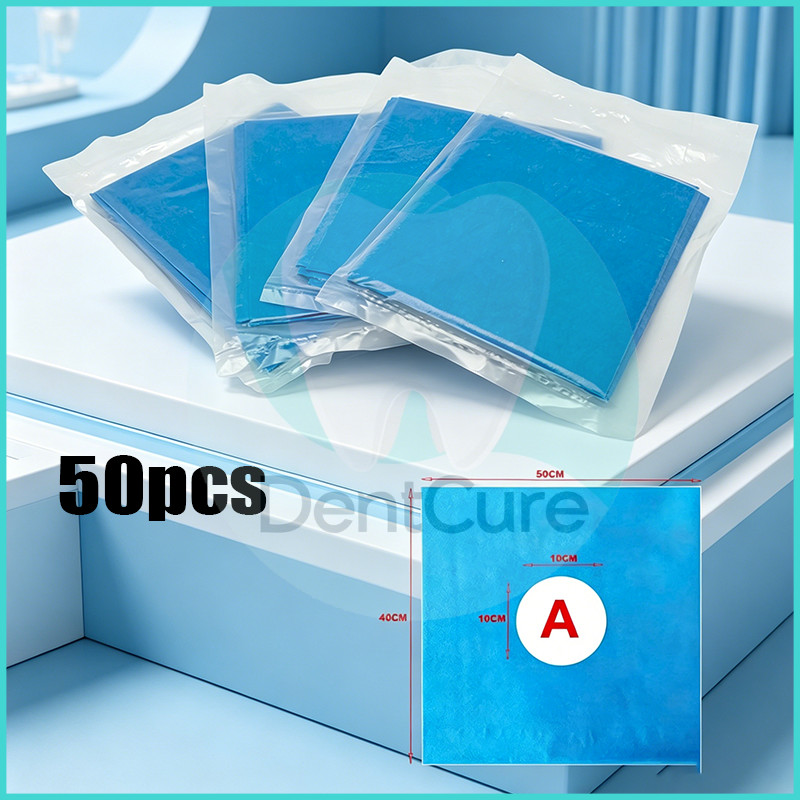 50Pcs Dental Surgical Drapes Hole Cover Nonwoven Disposable Sterile Hole Sheet Blue Dental  Towel Individual Packaging