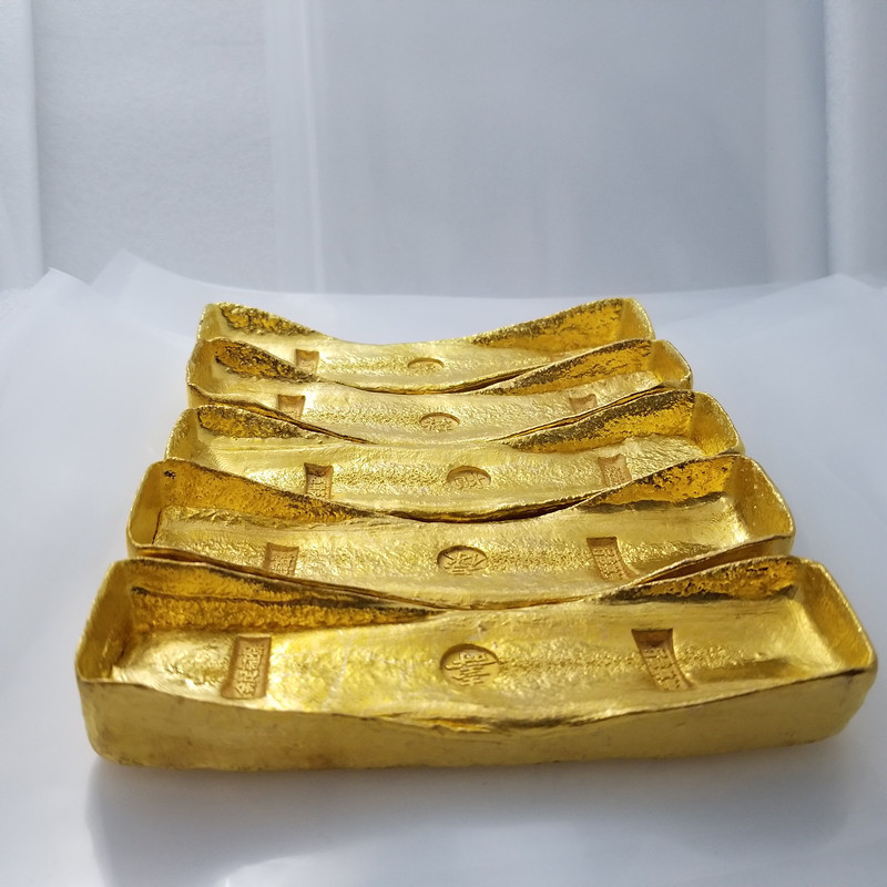 งานฝีมือโบราณ Gold Ingot Gold Bar Gold Bar วัสดุทองเหลือง Non-Gold J77 งานฝีมือโบราณ Gold Ingot Gold