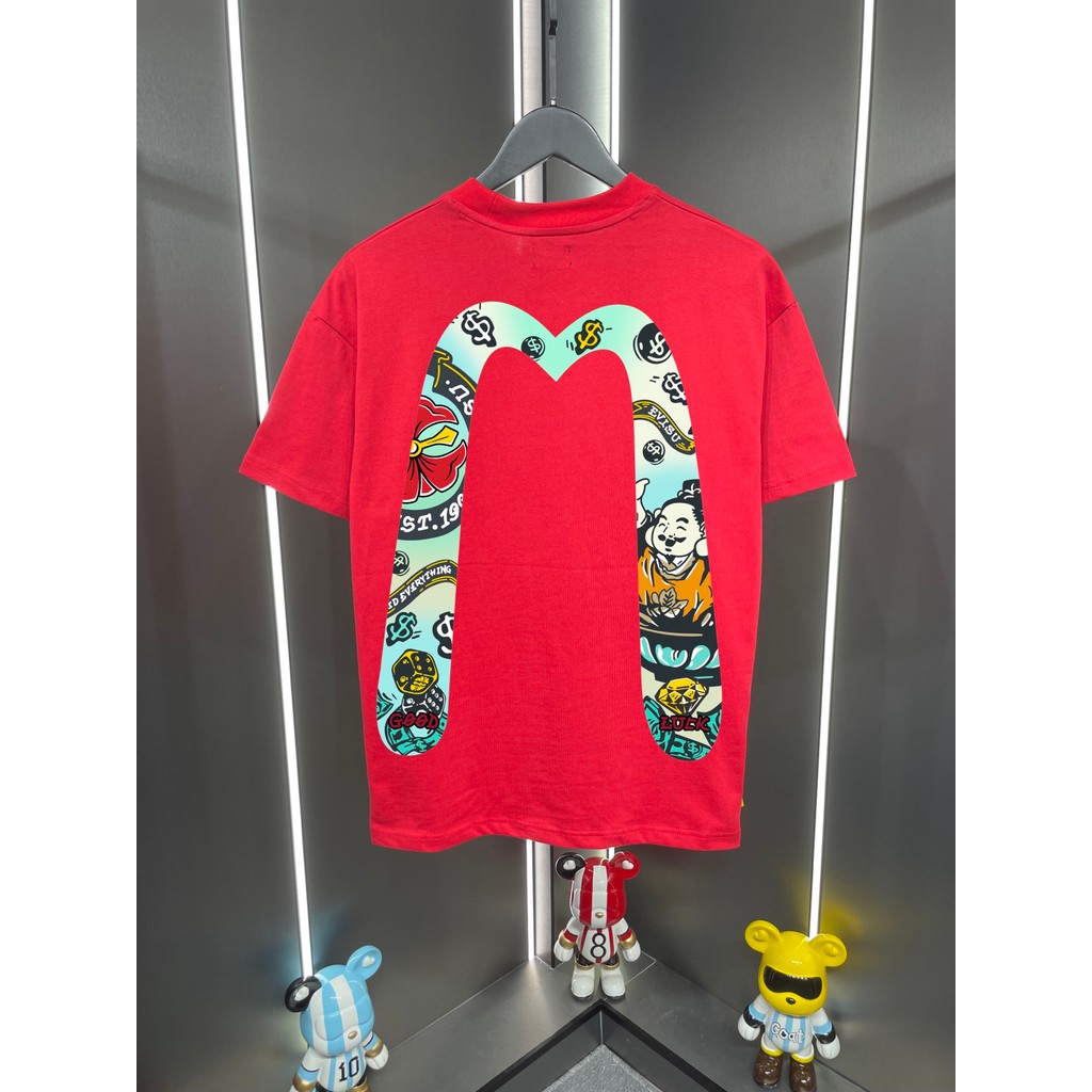 Evisu/God of Fortune 2026 คลาสสิกรอบคอแขนสั้นเสื้อยืดผู้ชายผู้หญิง Original Design สีผ้าฝ้ายแท้ 2026