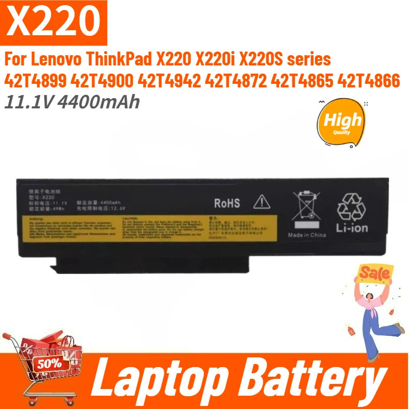 ใหม่เปลี่ยนแบตเตอรี่แล็ปท็อป 11.1V 4400mAh X220 สําหรับ Lenovo ThinkPad X220i X220S series 42T4865 4