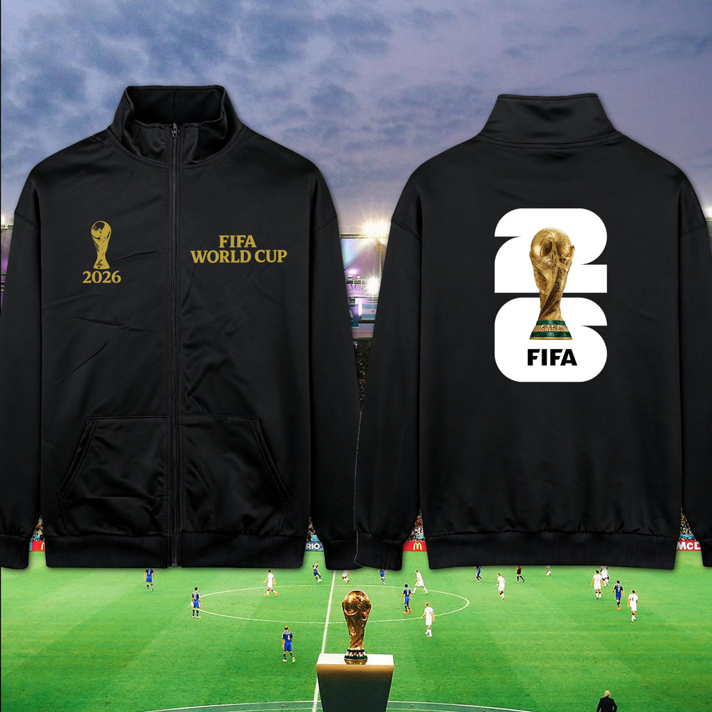 M-3XL เสื้อแจ็คเก็ตสำหรับแฟนบอล ลายโลโก้ฟุตบอลโลก 2026 (สหรัฐฯ แคนาดา และเม็กซิโก) – เสื้อคาร์ดิแกนแขนยาว แบบมีซิป