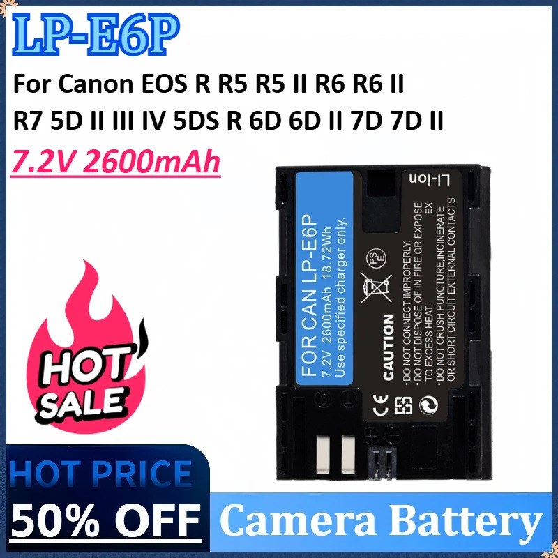 ใหม่ 7.2V 2600mAh LP-E6P LP E6P แบตเตอรี่กล้องแบบชาร์จไฟได้สําหรับ Canon EOS R R5 R5 II R6 R6 II R7 