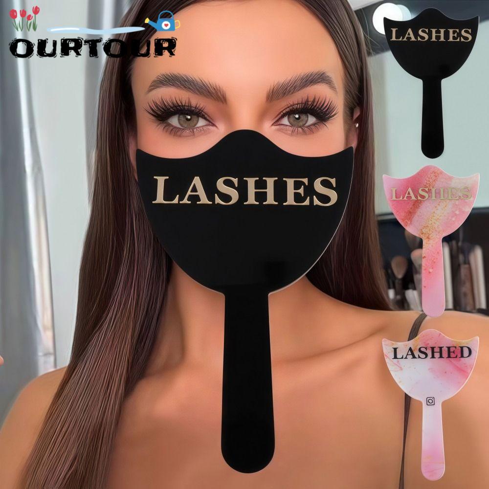 URTOUR ช่างขนตา Photo Prop, กระจกอะคริลิค Social Media Beauty Mirror, ส่วนบุคคล PVC Soft Handheld Salon Display