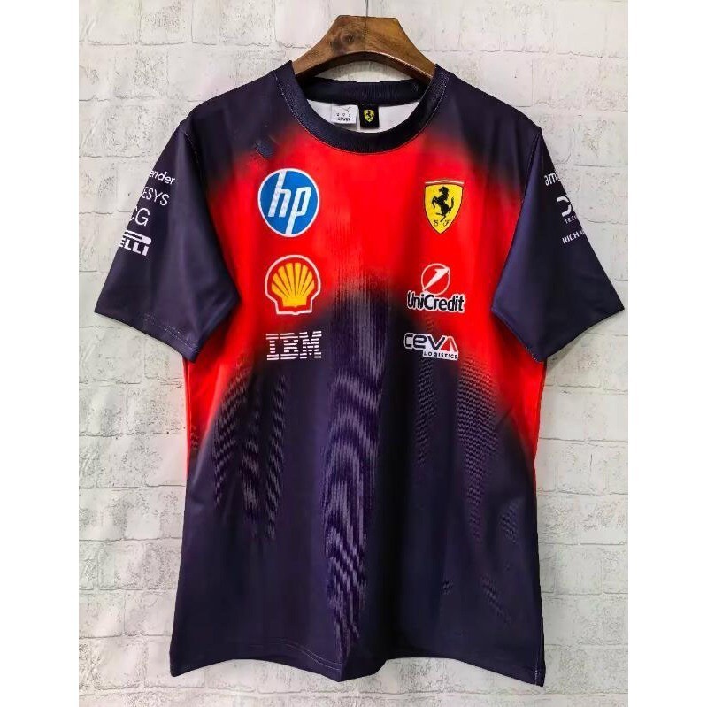 Ferrari F1 Team Racing Tee Men Plus Size เสื้อโปโลแห้งเร็ว Driver Edition Unisex กีฬาลําลองแขนสั้น