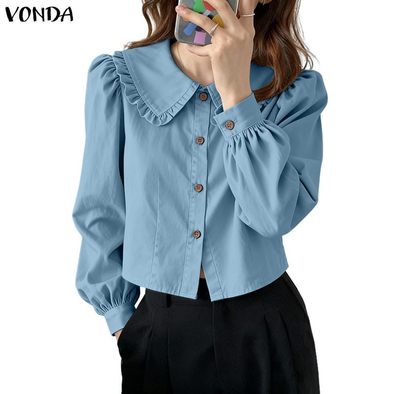 VONDA เสื้อผ้าสไตล์เกาหลีสำหรับผู้หญิง แขนยาว ดีไซน์พิเศษ