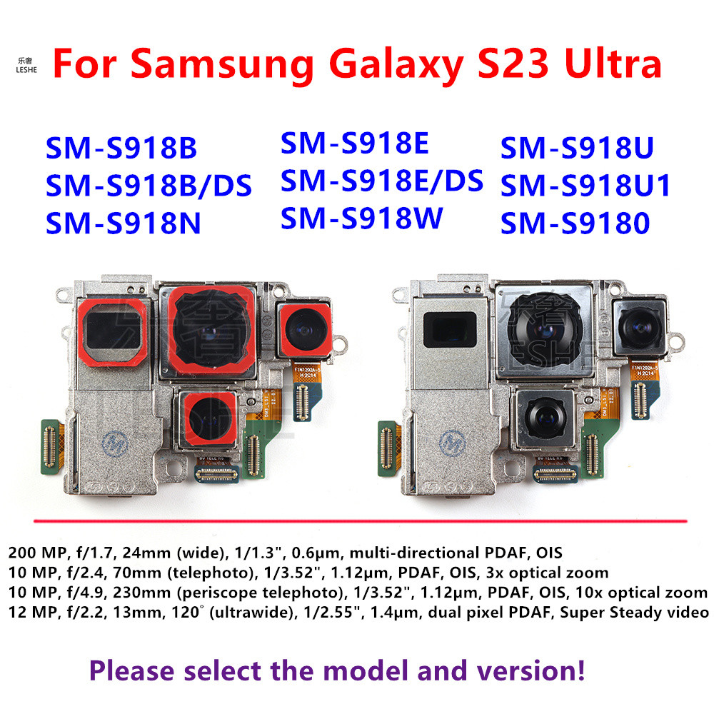 สําหรับ Samsung Galaxy S23 Ultra S918B S918 S918U S918E/DS กล้องด้านหลังโมดูลหลัก Flex Cable เปลี่ยน