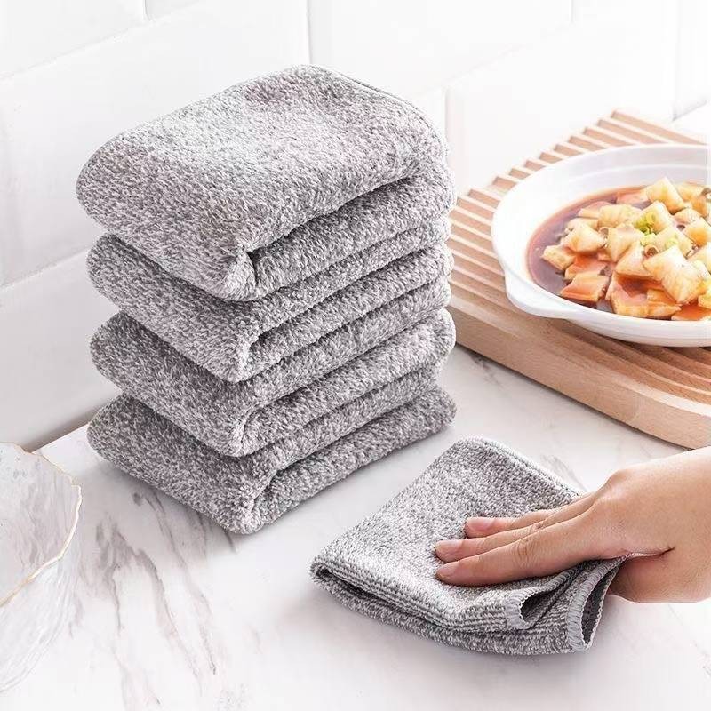 ราคาถูกที่สุด💯ผ้าเช็ดจานชนิดพิเศษสำหรับห้องครัวโดยไม่ต้องใช้น้ำมันไม่มีเส้นใยไม้ไผ่ใยผ้าทำความสะอาดบ้านดูดซับน้ำซักผ้า