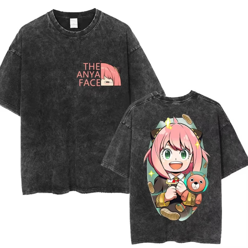 2026MINISOAnime Spy X ครอบครัว Anya Forger ล้างเสื้อยืดผู้ชายผู้หญิงแฟชั่นมังงะ T เสื้อขนาดใหญ่ผ้าฝ้