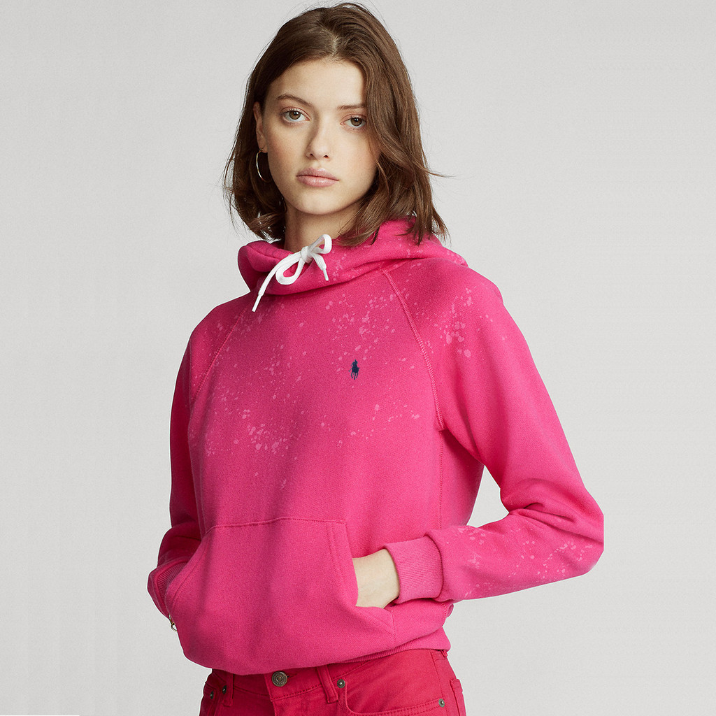 UQPZ RL Autumn Winter New Pony Logo Women's Hooded Sweatshirt Ink Splash Pullover Casual Women's Swe