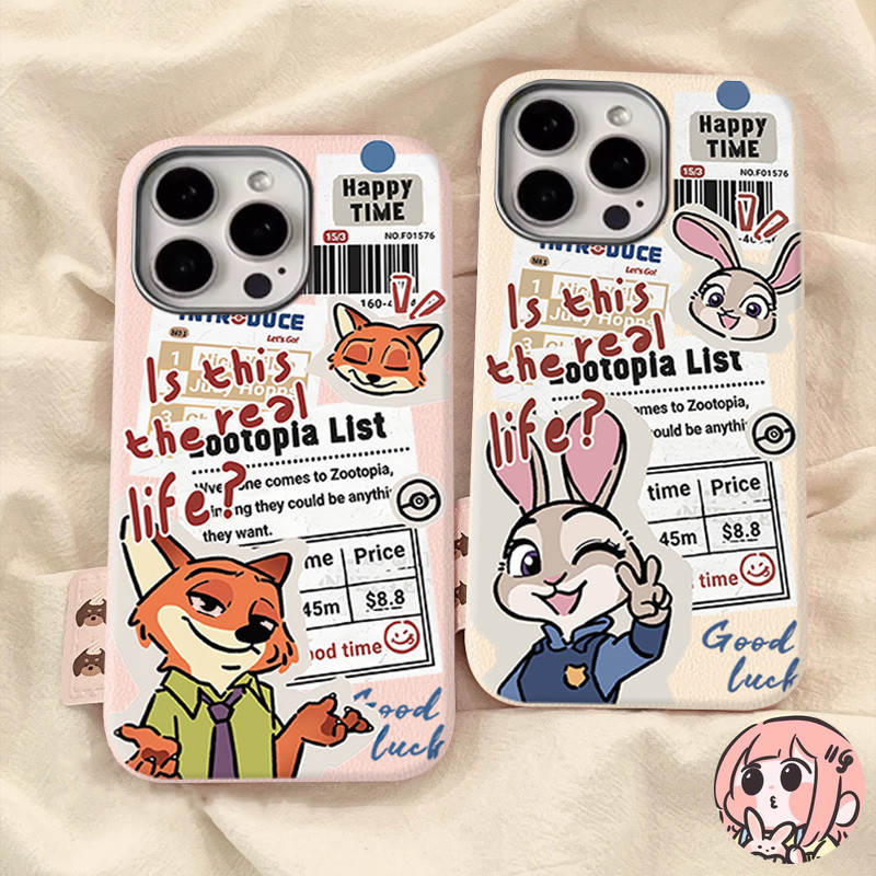 สำหรับ IPhone 13 17 16 11 15 Air 14 12 Pro Max 7 8 14 16 Plus XR X XS SE 2 3 ดูเดิลนิคจูดี้คู่หูเคสหนังพื้นผิวโทรศัพท์