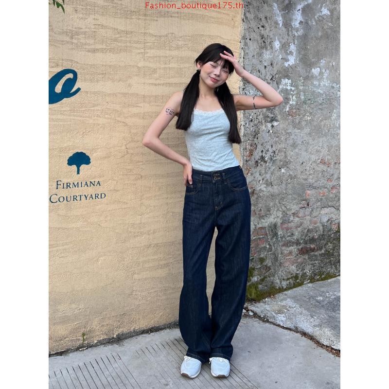 PTJ30306 Gabriela Super Barrel กางเกงยีนส์ขากระบอกใหญ่ปัก PROMTHONG